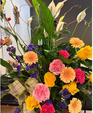 Garden of Peace (Peace Lily with Flowers) Sympathy Arrangement