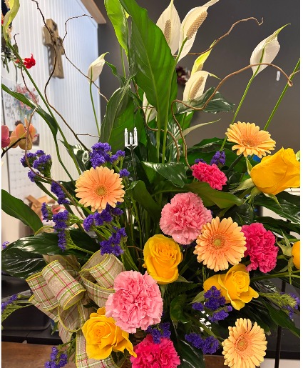 Garden of Peace (Peace Lily with Flowers) Sympathy Arrangement