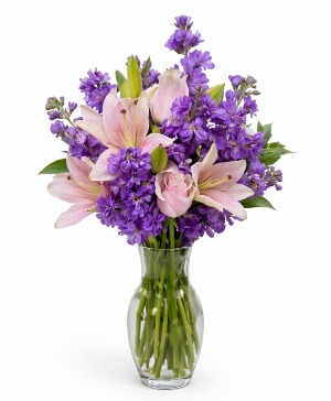 Garden Serenade Mixed purple and pink arrangement
