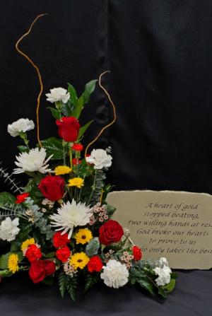 Garden stone keepsake w flowers  Sympathy 