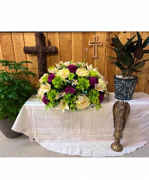 Gardens Grace Silk Flower Headstone Arrangement 