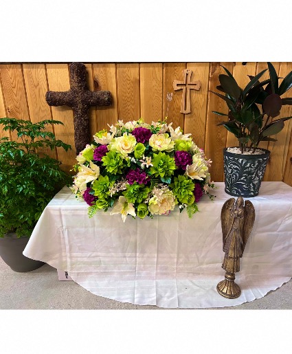 Gardens Grace Silk Flower Headstone Arrangement 