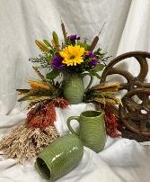Gather Together Pitcher Fall Arrangement
