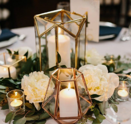 Geometric Table Arrangement  Reception Flowers