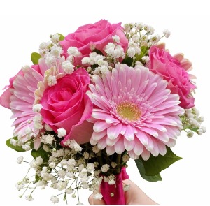 gerbera and roses hand held 