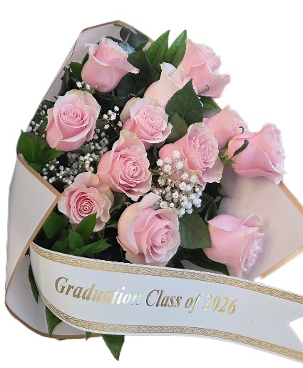 GRADUATION 2026 CLASS PINK one dozen roses Arm bouquet 