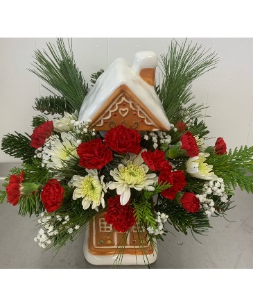 Gingerbread House Cookie/Candy Jar Comes with Cookies Or Hershey Kisses in Indianapolis, IN | SHADELAND FLOWER SHOP