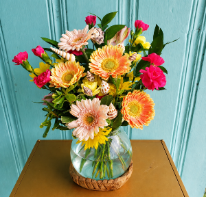 Giving Hands Glass Decor Fresh Arrangement