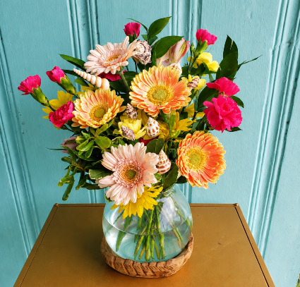 Giving Hands Glass Decor Fresh Arrangement