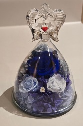Glass Angel with Preserved Flowers - Blue Gift