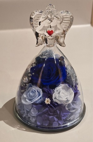 Glass Angel with Preserved Flowers - Blue Gift