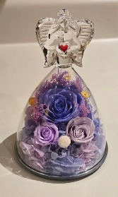 Glass Angel with Preserved Flowers - Purple Gift