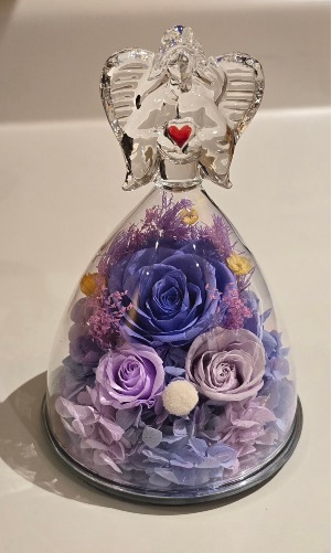Glass Angel with Preserved Flowers - Purple Gift