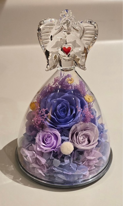 Glass Angel with Preserved Flowers - Purple Gift