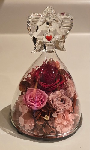 Glass Angel with Preserved Flowers - Red Gift