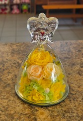 Glass Angel with Preserved Flowers - Yellow 