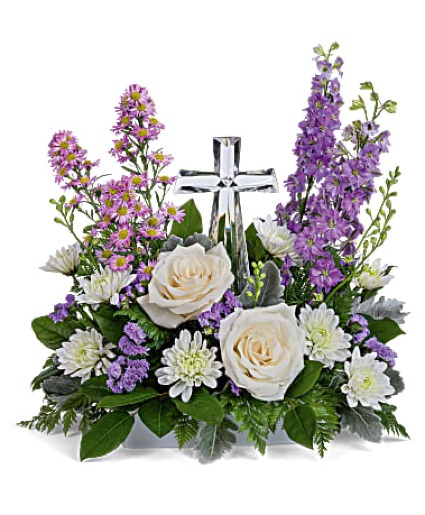 Glass Cross Floral Design Table design