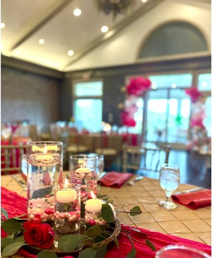 Glass Cylinder Vases with Rose Accents Centerpiece 