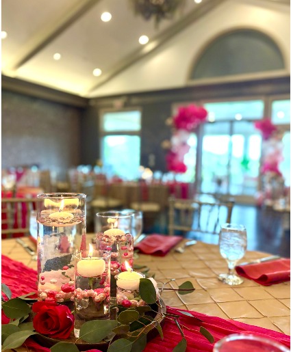 Glass Cylinder Vases with Rose Accents Centerpiece 