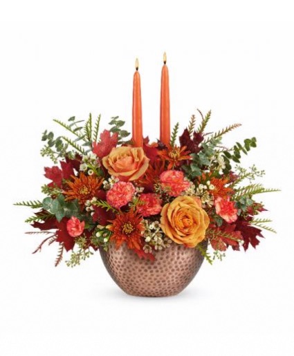 Gleaming copper centerpiece  