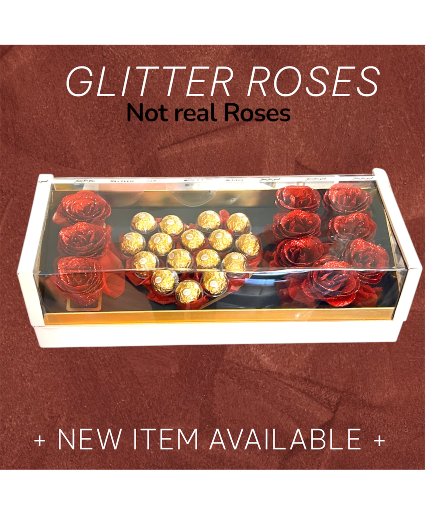 Glitter Roses y chocolates  Rosas Artificiales 