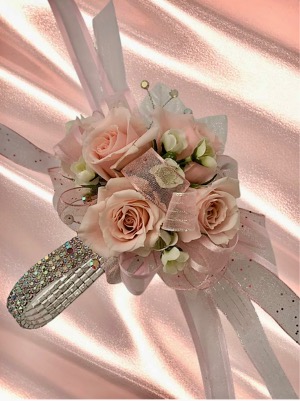 Glitzy pink Prom Corsage/HOMECOMING