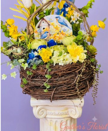 Glorious Garden Floor Basket  Silk Arrangement with Add On  in Talladega, AL | GAITHER'S FLORIST