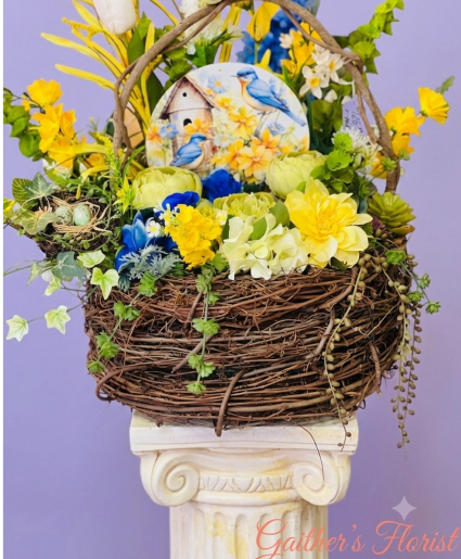 Glorious Garden Floor Basket  Silk Arrangement with Add On 