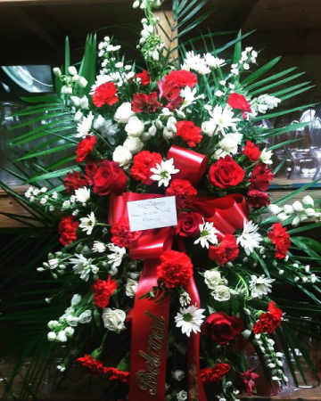 glorious red and white  red and white standing spray 