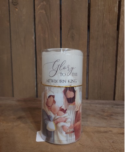 Glory to the Newborn King Flickering LED Candle