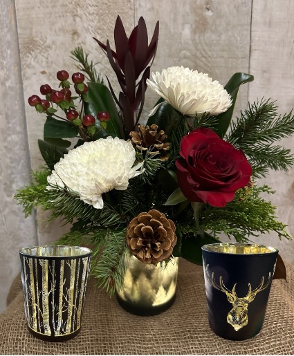 Glowing Forest  in keepsake candle holder vase with lights