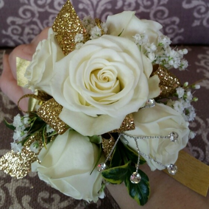Glowing Gold Wrist Corsage