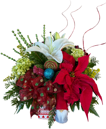 Gnome for Christmas Designer's Choice Arrangement (with ornament) in Mcminnville, OR | POSEYLAND FLORIST