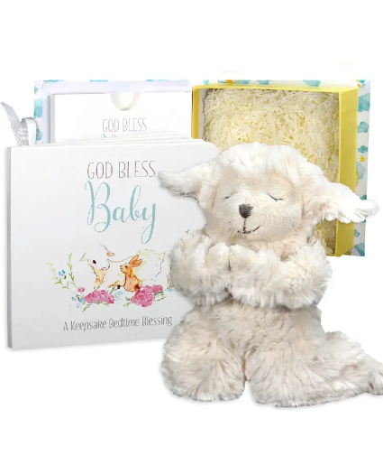 God Bless Baby Gift Set w/ Book, Praying Lamb 