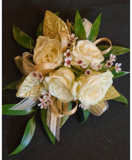 Gold and Cream Glitz Corsage