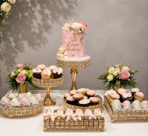 Gold Cake Stands and Dessert Trays Rental 