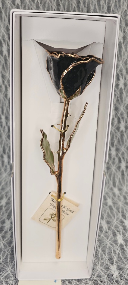 Gold Dipped Rose in Black 