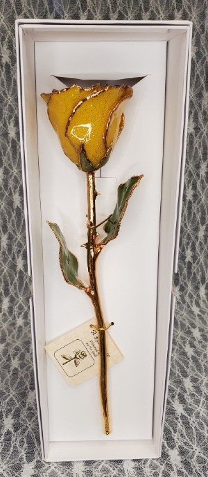 Gold Dipped Rose in Yellow w/ Gold Sparkles 