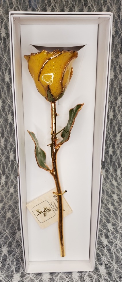 Gold Dipped Rose in Yellow w/ Gold Sparkles 