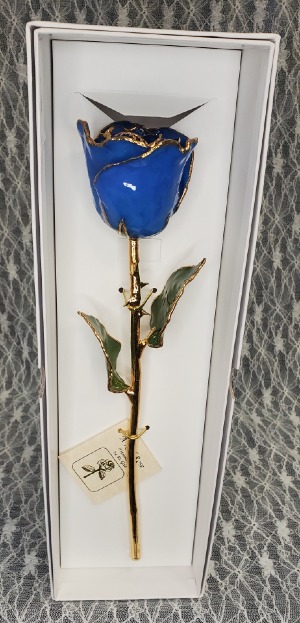 Gold Trimmed Rose in Blue 