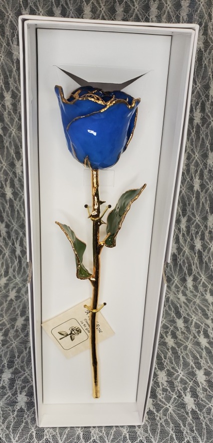 Gold Trimmed Rose in Blue 