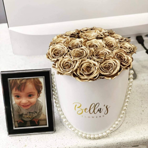 Gold Round Box Yearly Roses
