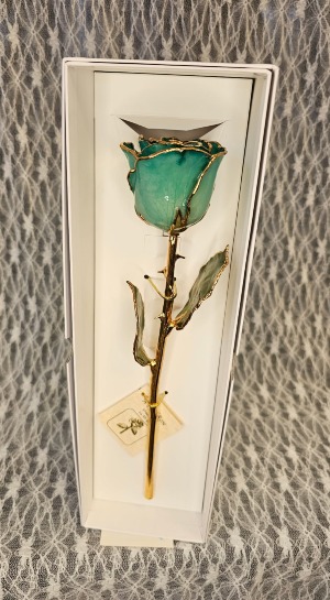 Gold Trimmed Rose Aquamarine 