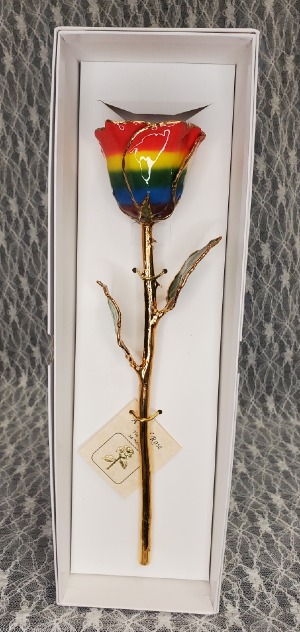 Gold Trimmed Rose in Rainbow Colors 