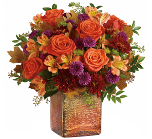 F100 - Golden Amber Glow Arrangement in cube