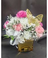 Golden Butterfly Carnations and Daisies