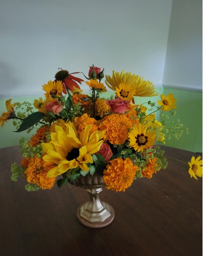Golden Days Compote arrangement