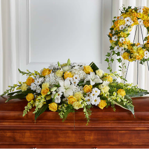 Golden Harmony  Funeral Casket Spray