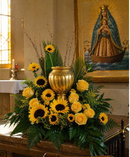 Golden Harvest Remembrance (Urn Not Included)  Call Us for Faster Service & Daily Specials: (915) 303-8500 Text Us to Order Anytime: (915) 505-3708 Your trusted source for Flowers & Delivery in El Paso TX 