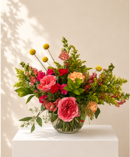 Golden Hour Bubble Bowl Vase Arrangement 